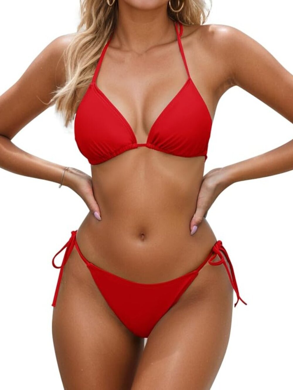 ❤️👙 Zuvebamyo Triangle String Bikini Set Red XS NWT